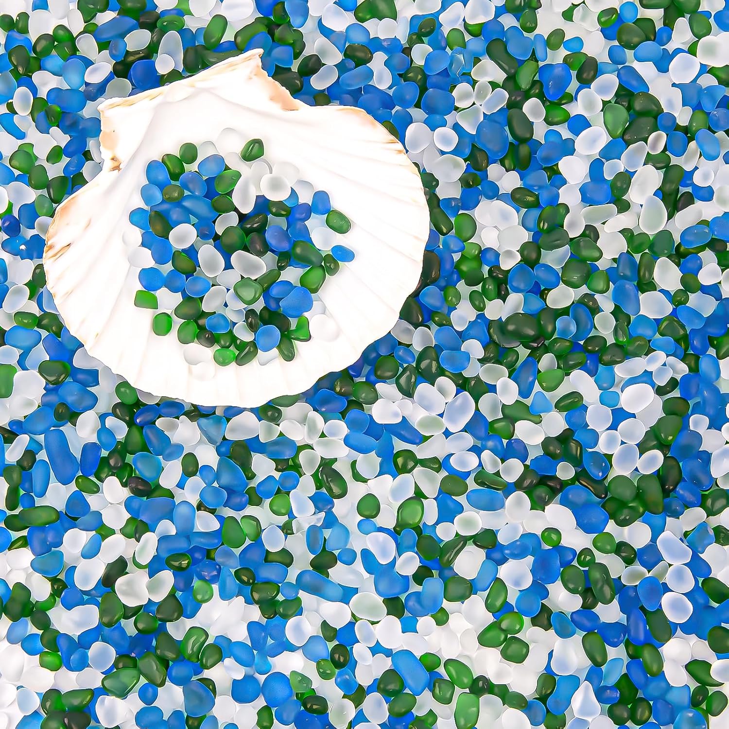 QEQEKAKA Sea Glass Stones for Crafts About 2.75LB (1180g/41.62oz Glass Pebbles Gemstones Bulk for Beaching Wedding DIY Decoration Aquarium Turtle Tank Vase Filler