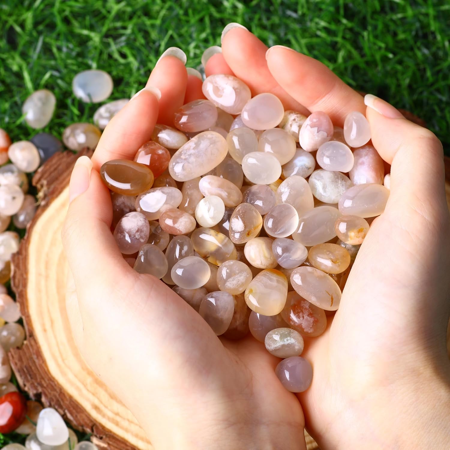 Polished Rose Quartz Crystals 0.62lb Natural Gemstones Crystal Bulk Tumbled Polished Stones Irregular Rocks Chakra Colorful Crystal Vase Filler Decoration Energy Reiki Beginner Gifts