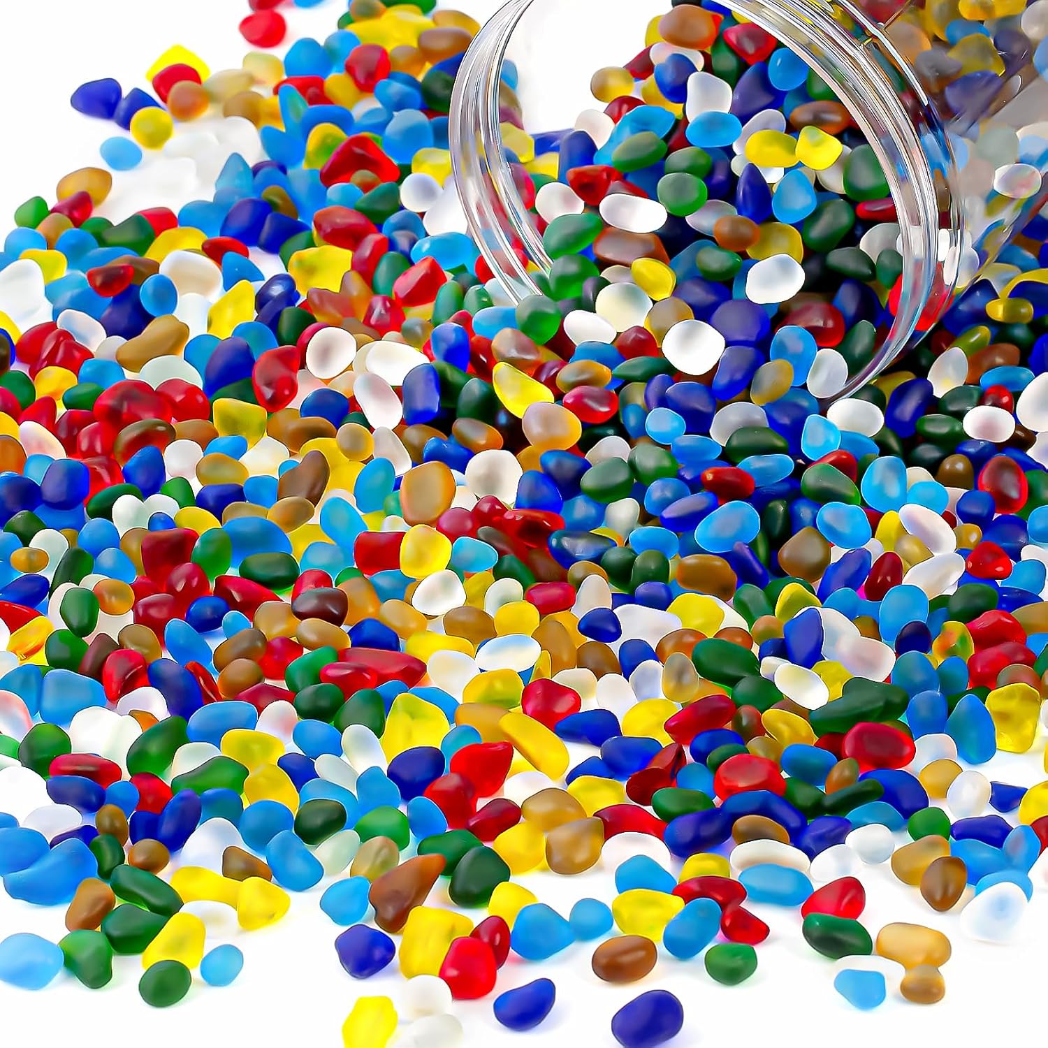 QEQEKAKA Colorful Sea Glass Stones for Crafts About 2.75LB (1180g/41.62oz Glass Pebbles Gemstones Bulk for Beaching Wedding DIY Decoration Aquarium Turtle Tank Vase Filler