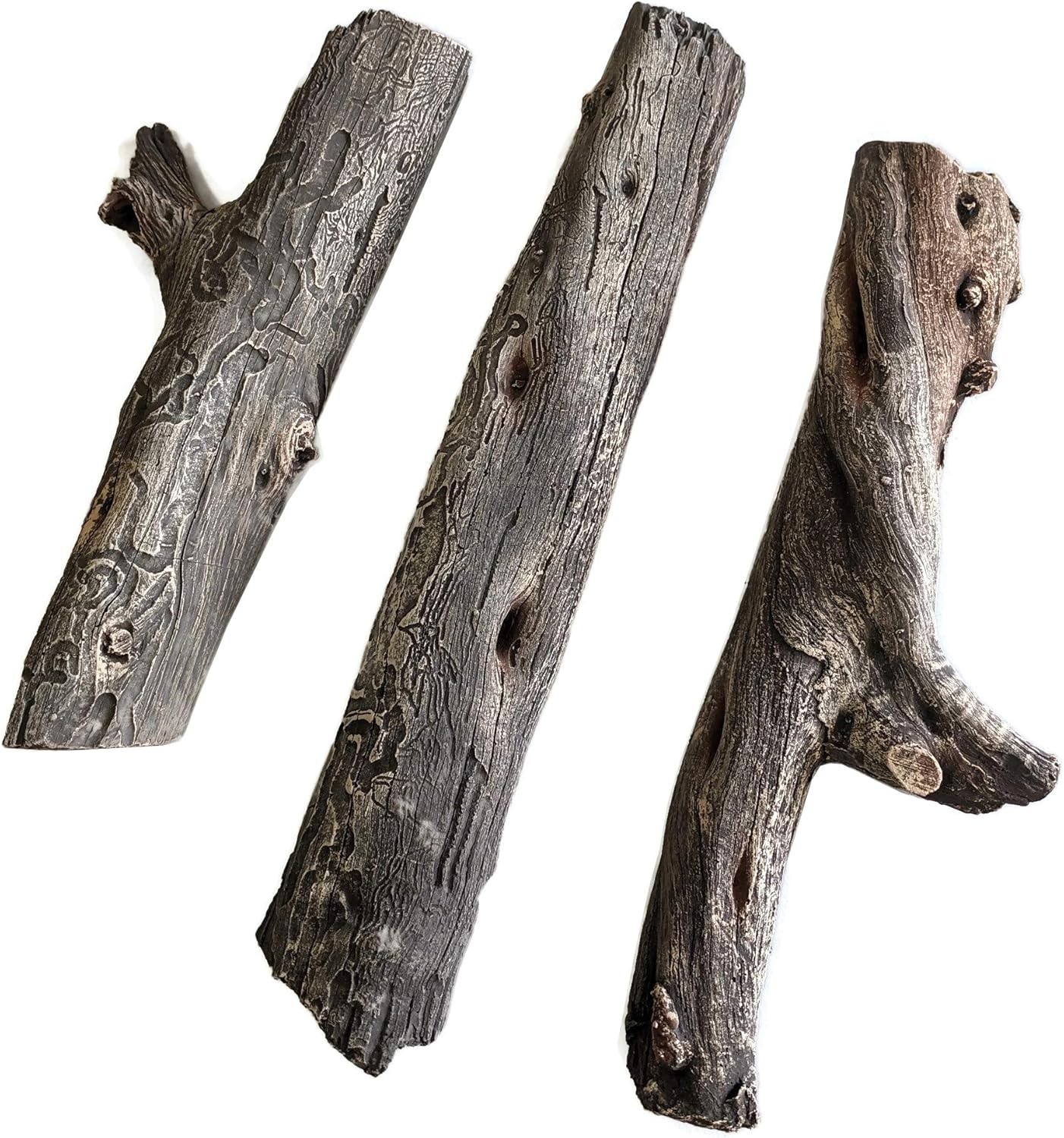 Midwest Hearth Deluxe Decorative Branch and Twig Set | Cast from Real Logs and Hand Painted in USA (Driftwood 3-Piece)
