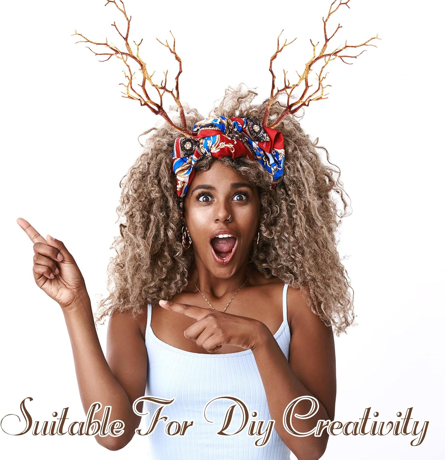 Geosar 13.8 Inch Small Manzanita Branches Plastic Faux Branches Artificial Antler Shaped Tree Branch Decorative Plant Twigs for Home Wedding Table Centerpiece Festival Decors(Light Brown,10 Pieces)