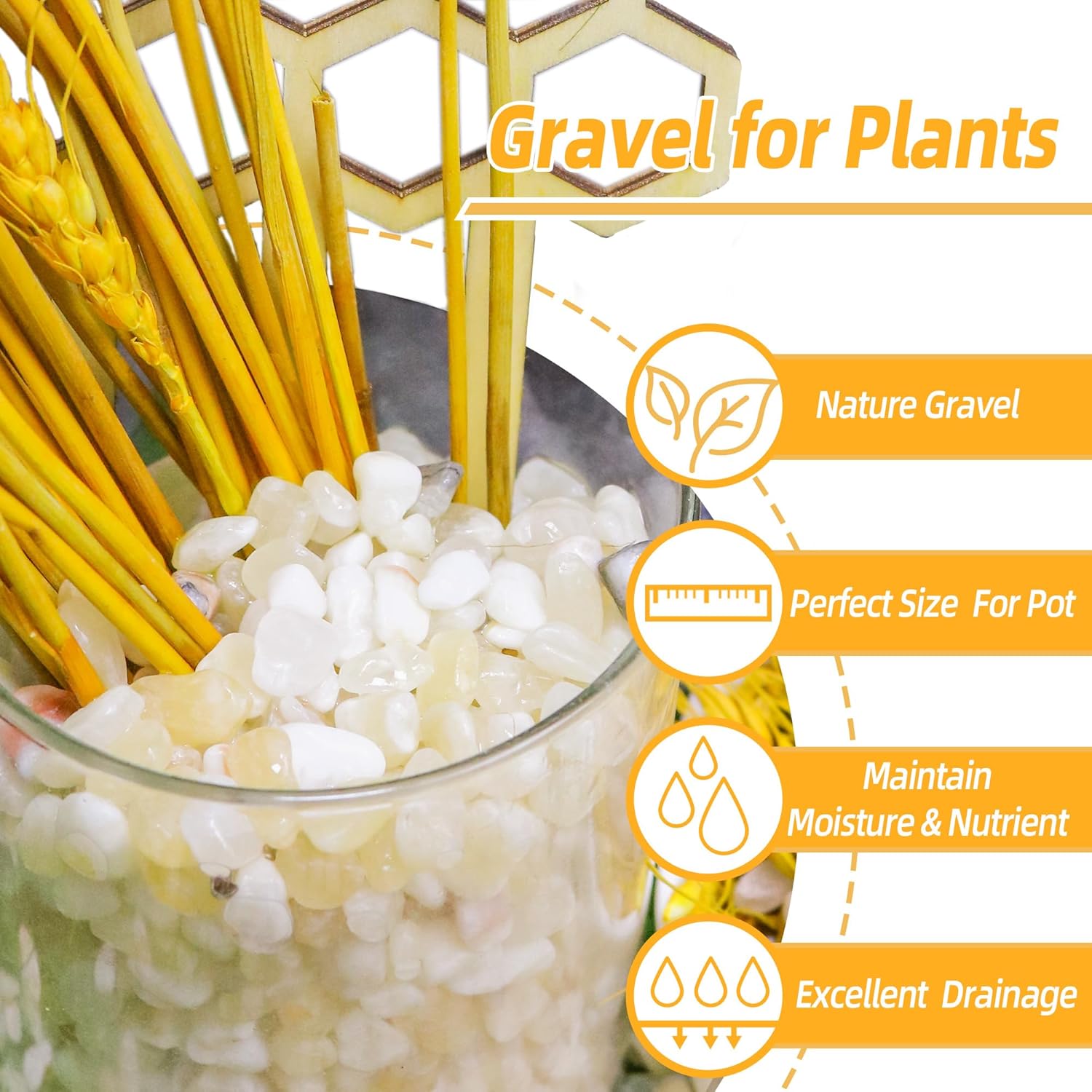 CJGQ 2.4lb Aquarium Gravel for Plants, 1/5Inch Outdoor Decorative River Rocks for Succulents and Cactus Landscaping, Garden Plant Rocks Natural Small Rocks Pea Gravel for Fish Tank Vases Terrarium