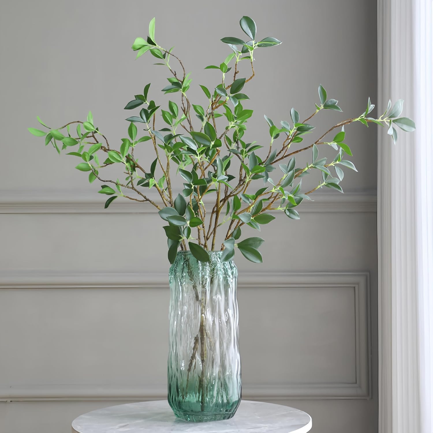 4Pcs Artificial Greens Branches for Vase, 27" Faux Twigs Tree Stems, Fake Plants Tree Branches for Home Decor, Fake Ficus Twigs for Office Wedding Shop Vase Fillers Banquet Decoration