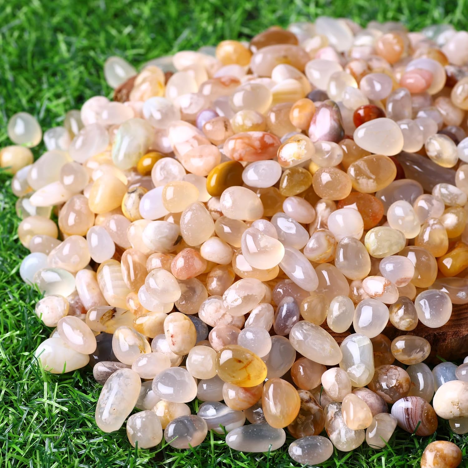 Polished Rose Quartz Crystals 0.62lb Natural Gemstones Crystal Bulk Tumbled Polished Stones Irregular Rocks Chakra Colorful Crystal Vase Filler Decoration Energy Reiki Beginner Gifts