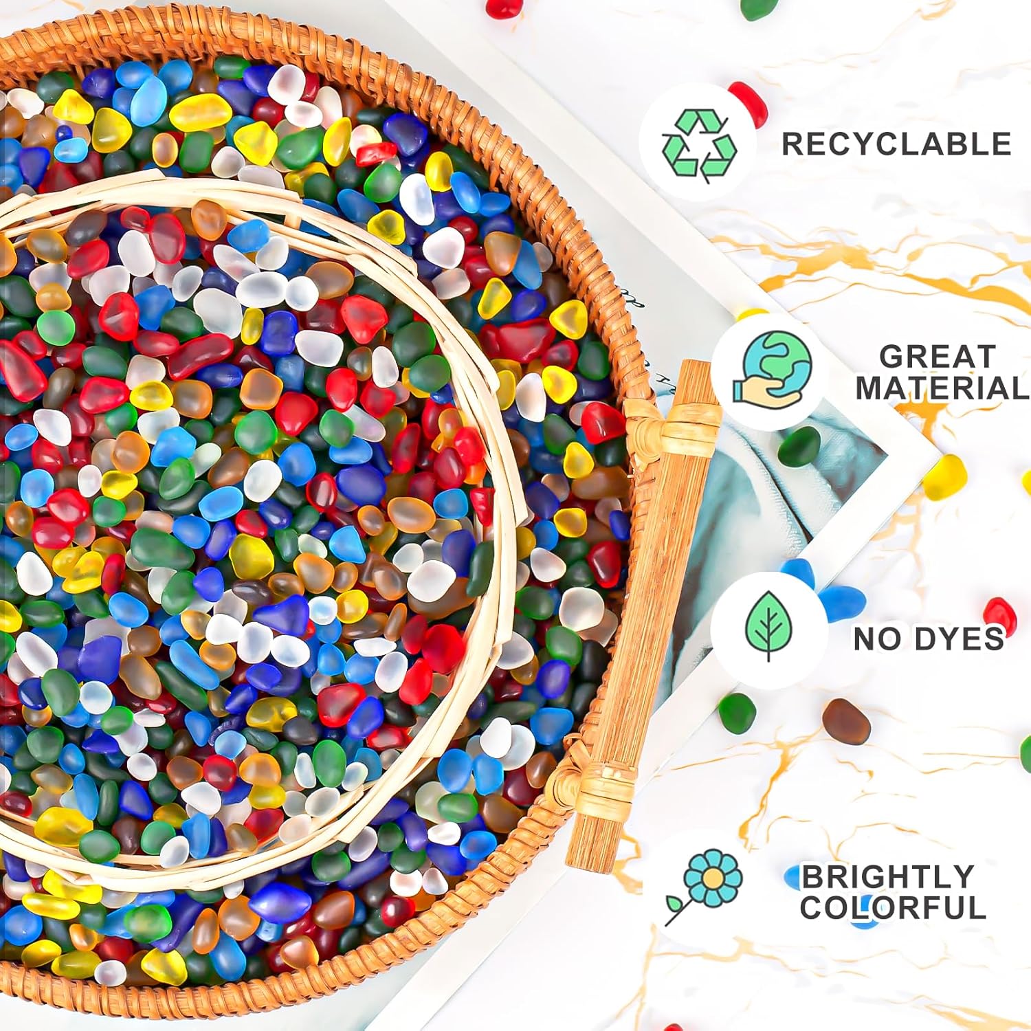 QEQEKAKA Colorful Sea Glass Stones for Crafts About 2.75LB (1180g/41.62oz Glass Pebbles Gemstones Bulk for Beaching Wedding DIY Decoration Aquarium Turtle Tank Vase Filler