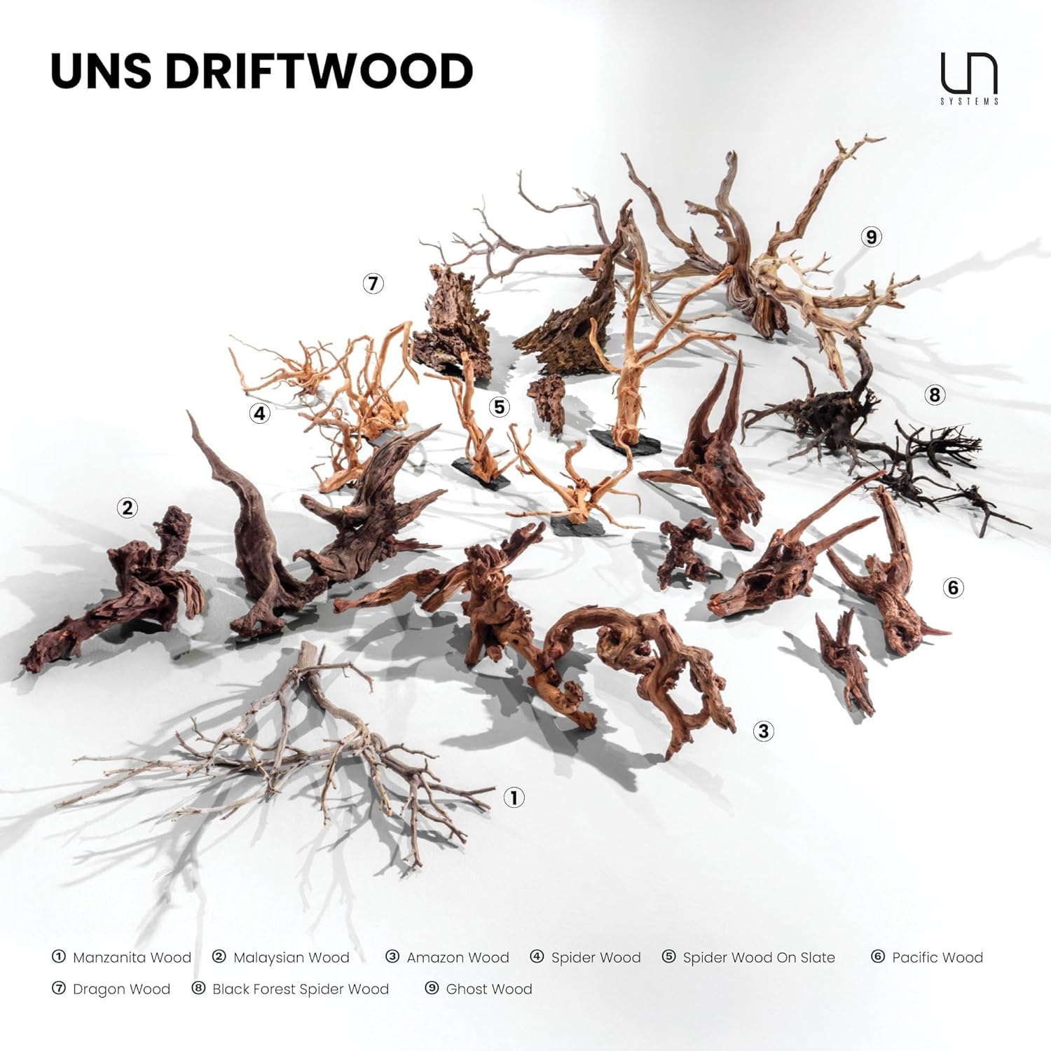 Ultum Nature Systems Driftwood - Malaysian Drift Wood for Fish Tank, Planted Tank, Terriarium, Paludarium - Versatile Natural Driftwood Decor, Events Wood Centerpiece - Malaysian, Large (16-20")