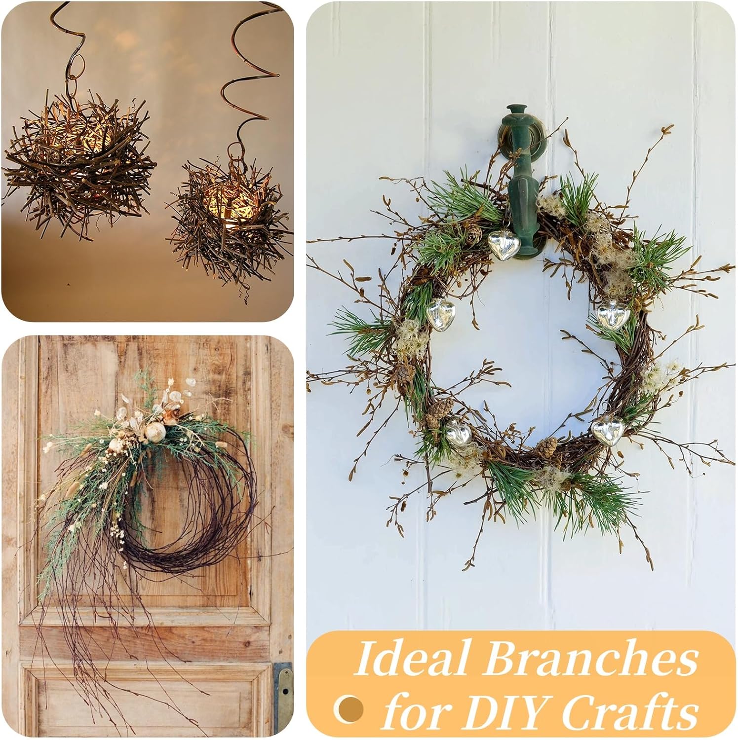 30Pcs Real Dried Birch Twigs - 17” Decorative 100% Natural Birch Branches for Easter Vases, Curly Willow Branches, DIY, Floral Arrangement, Twig Wreath, Centerpiece, Rustic Home Decor