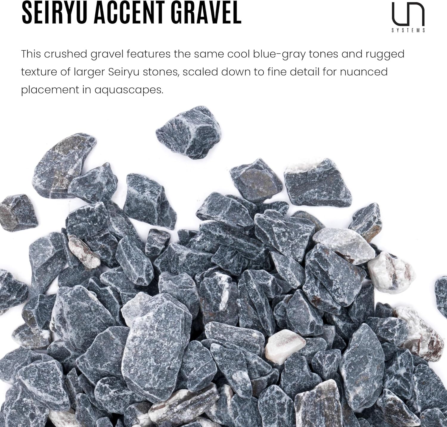 UNS Accent Stone - Aquascaping Hardscape for Freshwater Aquarium Aquascape - Shrimp, Turtle, Betta Fish Tank Decoration - Blue Gray Substrate Gravel for Terrariums - Seiyru Mountain Gravel, 3 lb