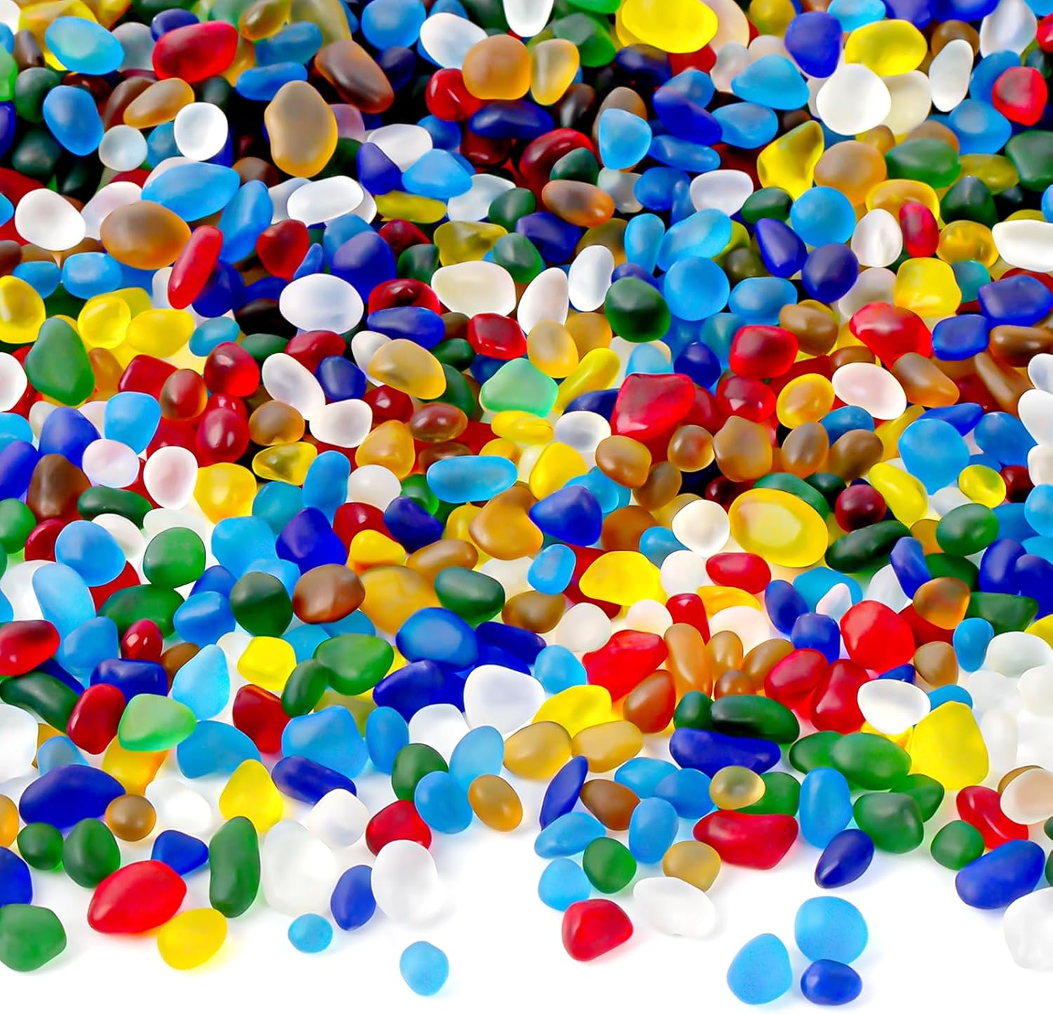 QEQEKAKA Colorful Sea Glass Stones for Crafts About 2.75LB (1180g/41.62oz Glass Pebbles Gemstones Bulk for Beaching Wedding DIY Decoration Aquarium Turtle Tank Vase Filler