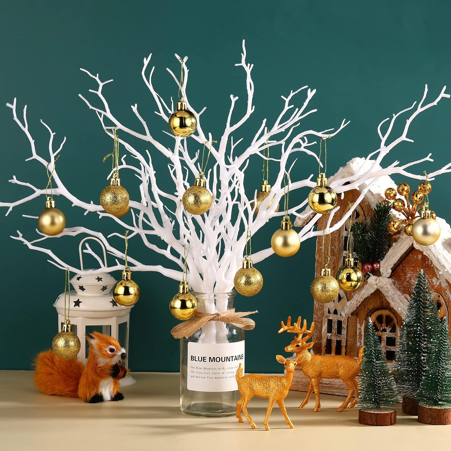 Geosar 13.8 Inch Small Manzanita Branches Plastic Faux Branches Artificial Antler Shaped Tree Branch Decorative Plant Twigs for Home Wedding Table Centerpiece Festival Decors(White,20 Pieces)