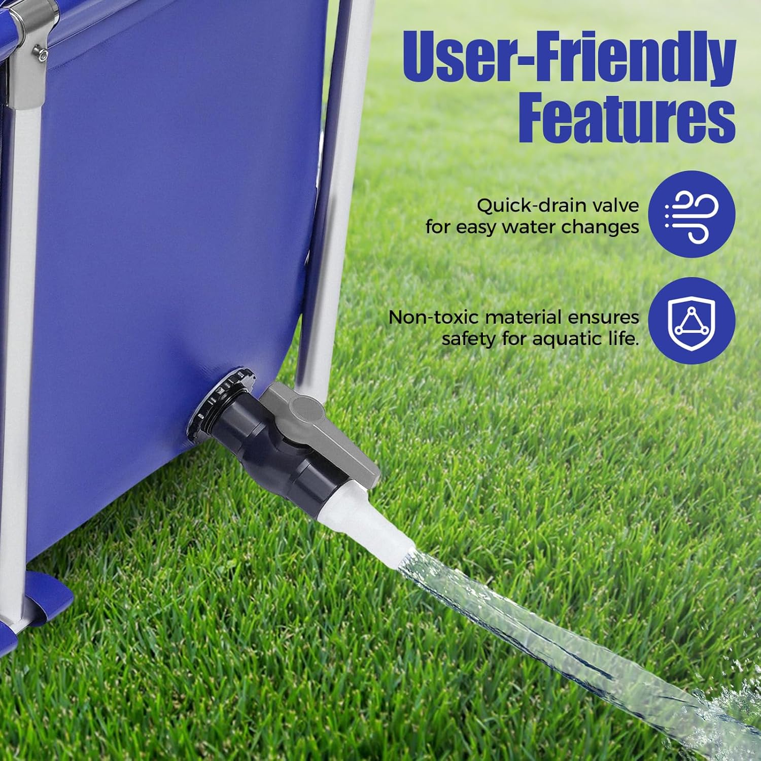 Portable Foldable Fish Tank 120 Gallon, Outdoor Indoor Canvas Aquaculture Pond with Stainless Steel Frame, Rectangular Canvas Fish Pond, Drain Valve, Koi Breeding Pond for Fish Shrimp Lobster Breeding