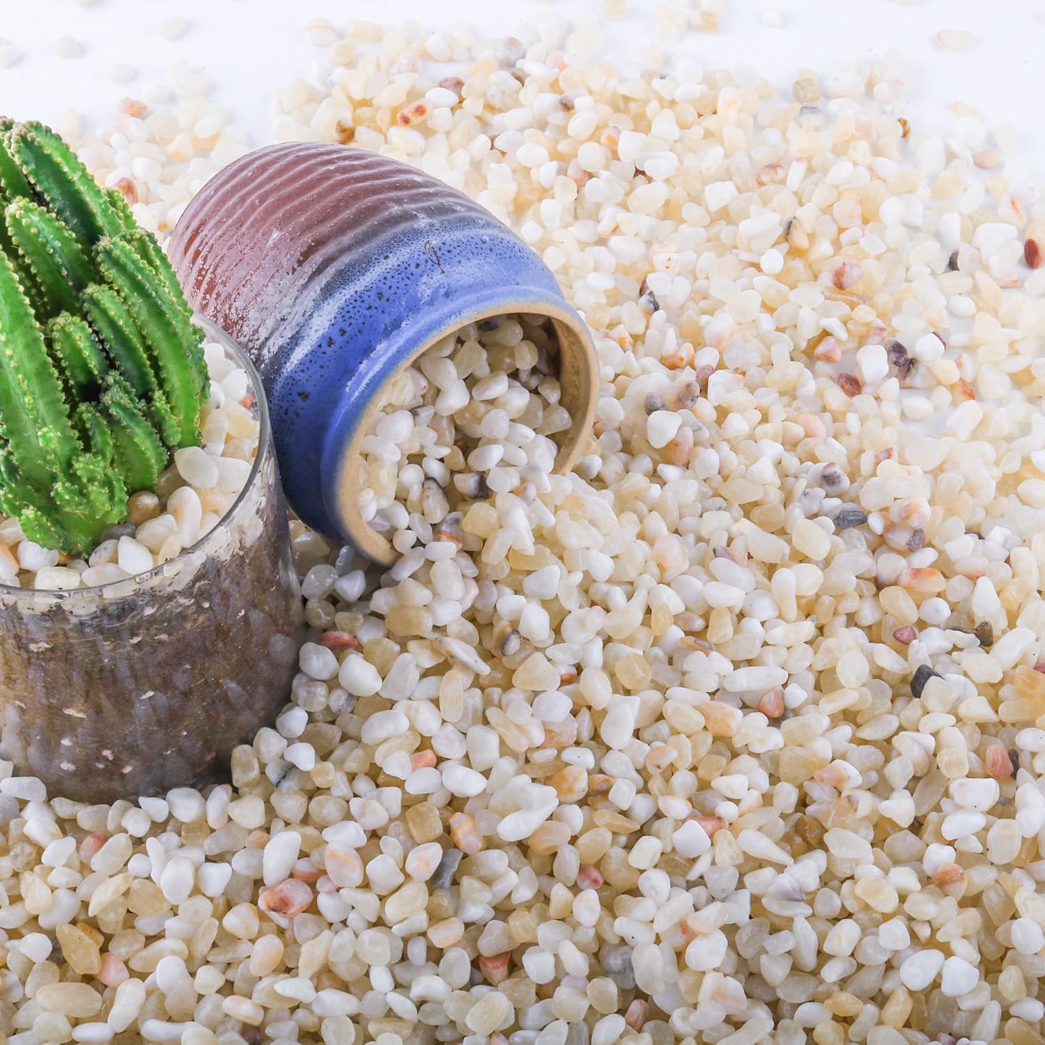 CJGQ 7lb Aquarium Gravel for Plants, 1/5Inch Outdoor Decorative River Rocks for Succulents and Cactus Landscaping, Garden Plant Rocks Natural Small Rocks Pea Gravel for Fish Tank Vases Terrarium
