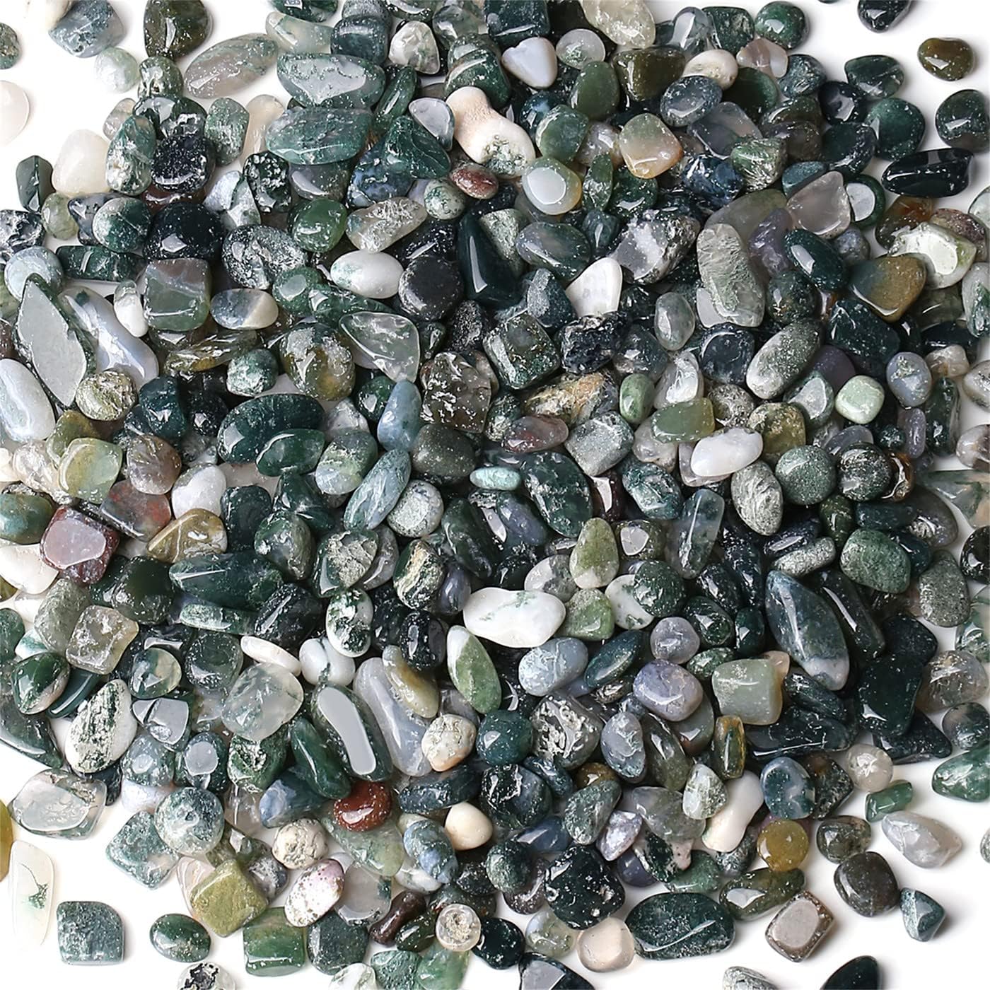 Aquatic Agate Aquarium Gravel Rocks Natural Tumbled Healing Crystal Chips Bulk Gemstones Crushed Stones for Fountain Vase Filler Planters Decorative Fish Tank Potted Reiki Energy Balancing 0.45lb