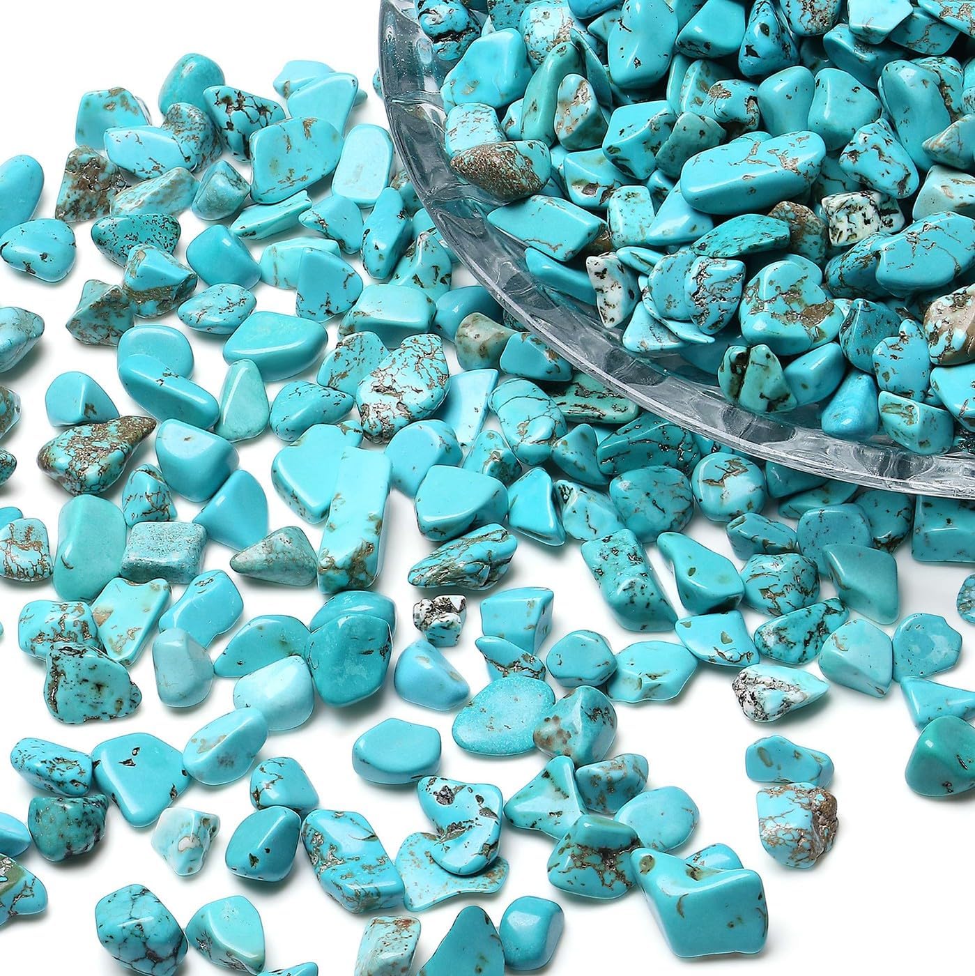 LAIDANLA Turquoise Crushed Stone Crystal Chips Bulk Natural Healing Reiki Crystals Mini Quartz Vase Filler Aquarium Gravel 100g