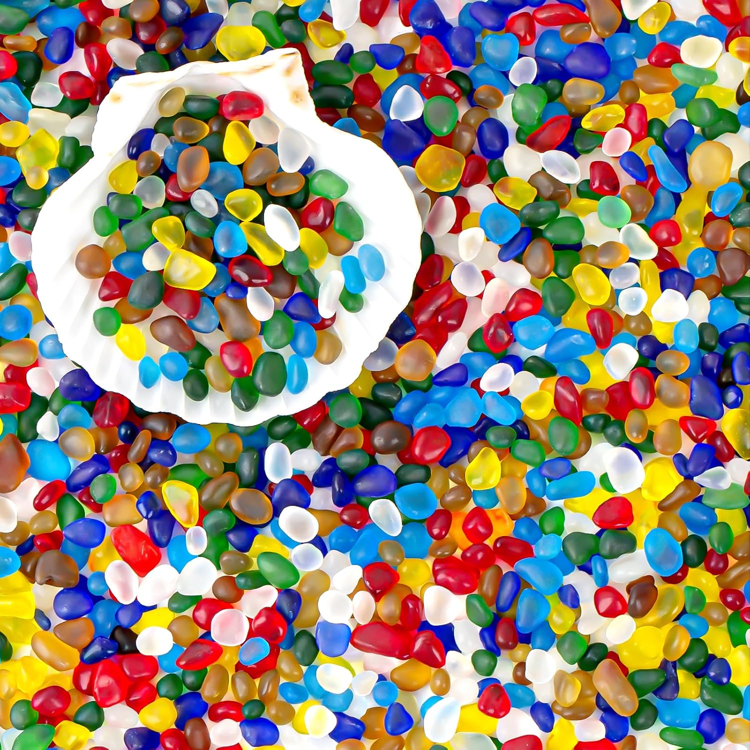 QEQEKAKA Colorful Sea Glass Stones for Crafts About 2.75LB (1180g/41.62oz Glass Pebbles Gemstones Bulk for Beaching Wedding DIY Decoration Aquarium Turtle Tank Vase Filler