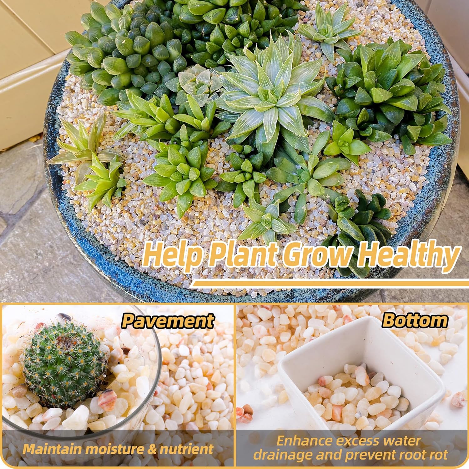 CJGQ 7lb Aquarium Gravel for Plants, 1/5Inch Outdoor Decorative River Rocks for Succulents and Cactus Landscaping, Garden Plant Rocks Natural Small Rocks Pea Gravel for Fish Tank Vases Terrarium