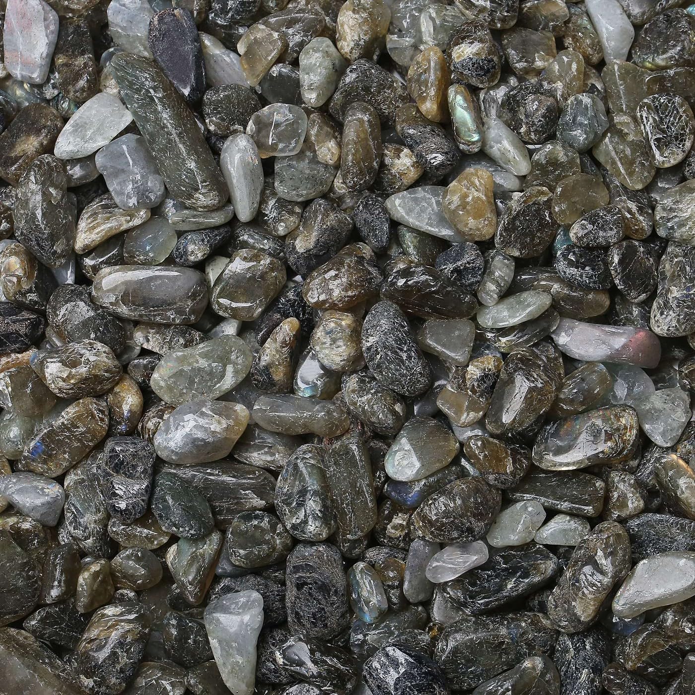 LAIDANLA Labradorite 1lb Crystal Polished Tumbled Stones Irregular Shaped Crystal Chips Bulk Natural Gemstone Aquarium Gravel Rocks Vase Filler Fish Tank Gravel Home Decoration