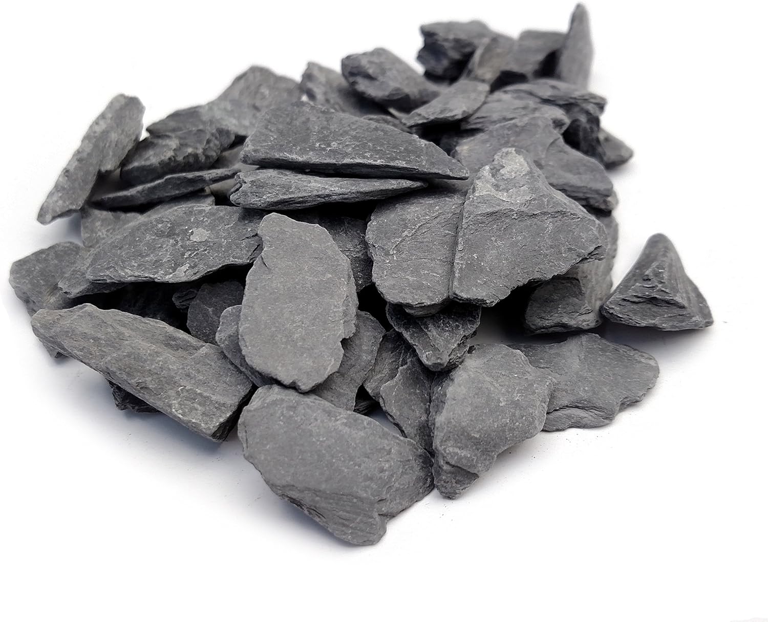 Natural Slate Stone -1/2 to 1 inch. Perfect Size for Miniature or Fairy Gardens, Aquariums, Reptiles, Terrariums, Model Railroads, Dioramas & Wargaming (1lb Grey)
